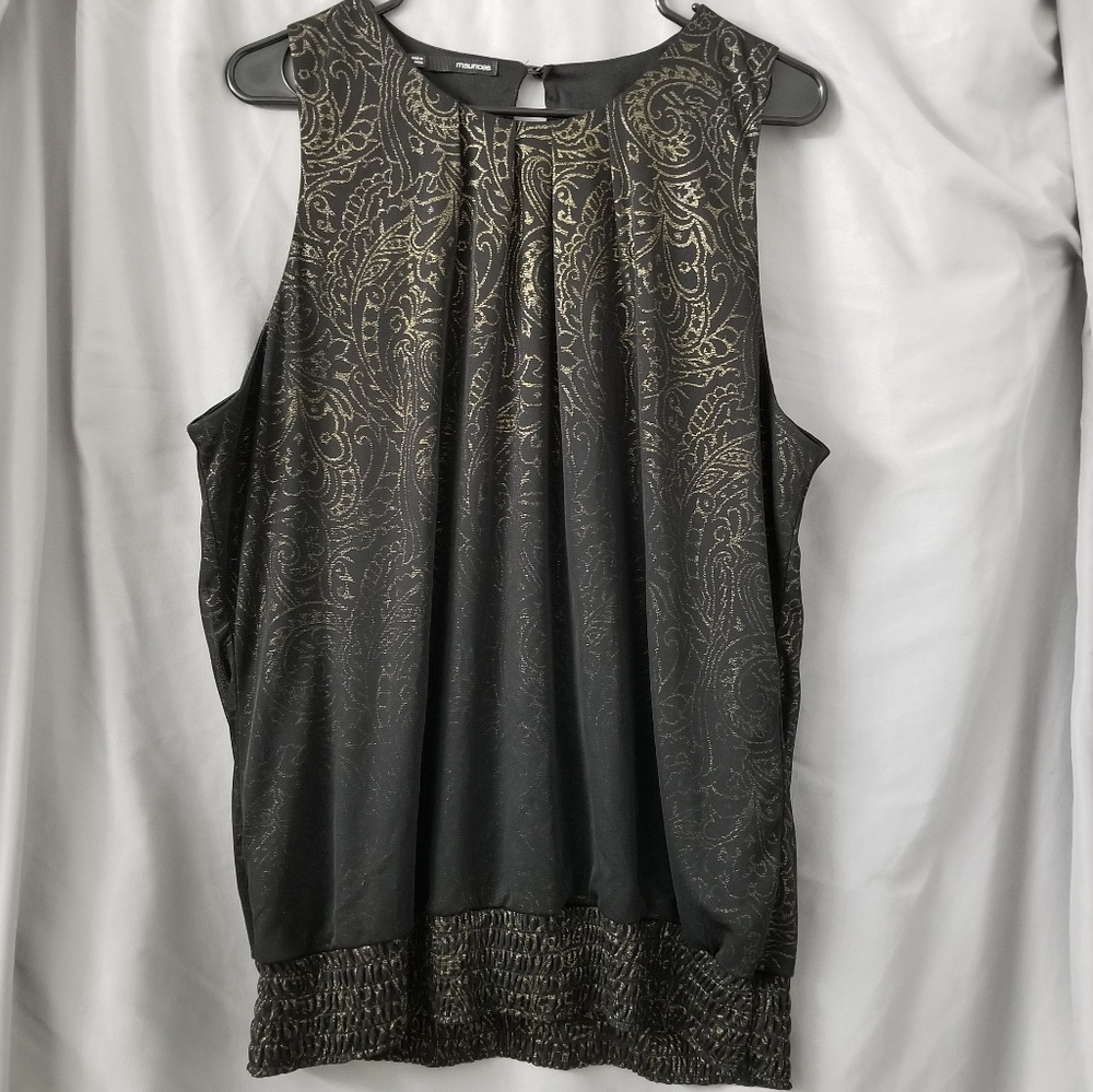 Maurices XL Gold and Black Blouse Tank Top Blouse Shirt
